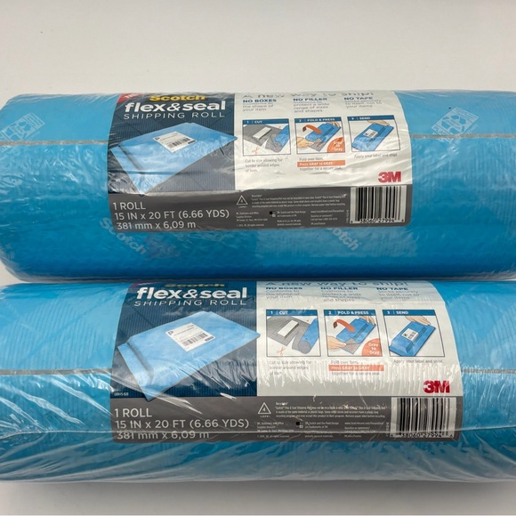 3M Scotch Flex and Seal Shipping Roll 15 Inch x 20 Foot Waterproof Wrap Lot of 2 - Picture 4 of 4